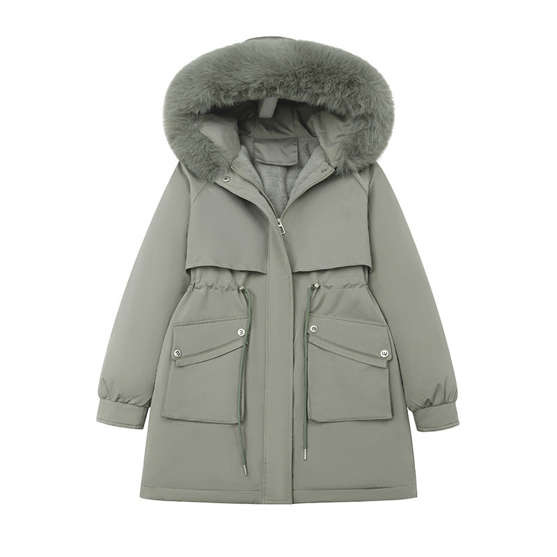Damen funktionaler Thermoparka mit innenliegendem Teddyfutter, verstellbarer Kordel-Taille und großen Aufsatztaschen – Avérine