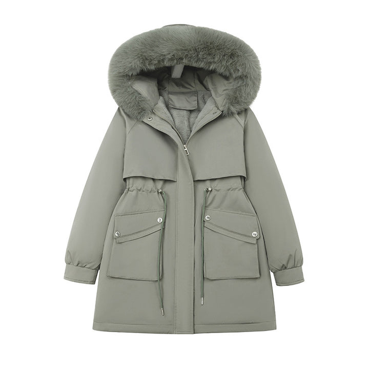 Damen funktionaler Thermoparka mit innenliegendem Teddyfutter, verstellbarer Kordel-Taille und großen Aufsatztaschen – Avérine