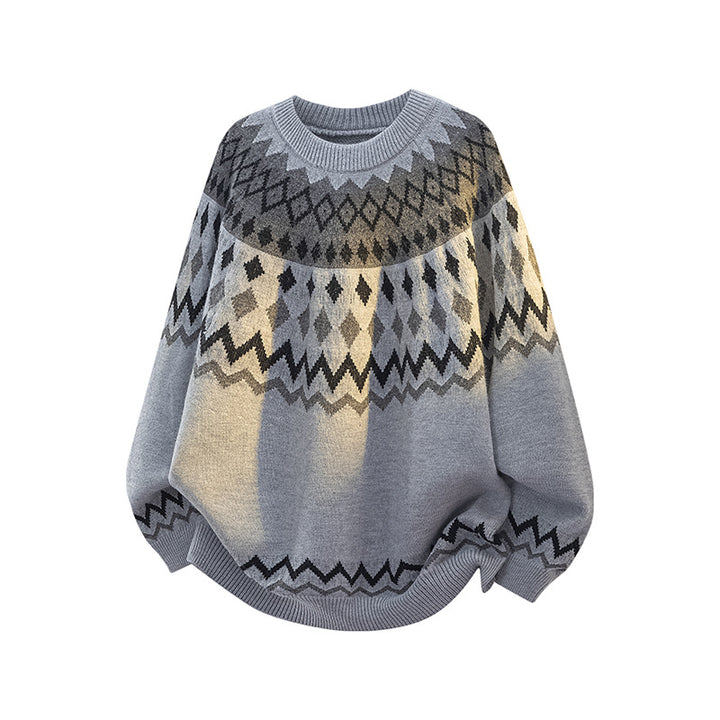 Damen Grobstrickpullover mit grafischem Muster Echoarchiv