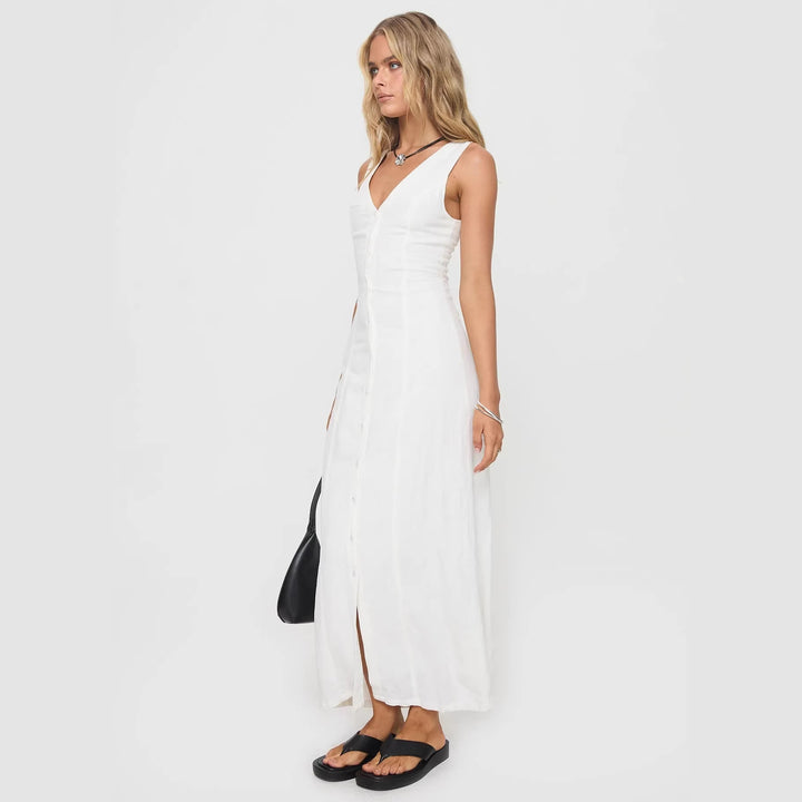 Damen Maxikleid mit knöpfbarem Ausschnitt und figurbetontem Schnitt Echo Archiv
