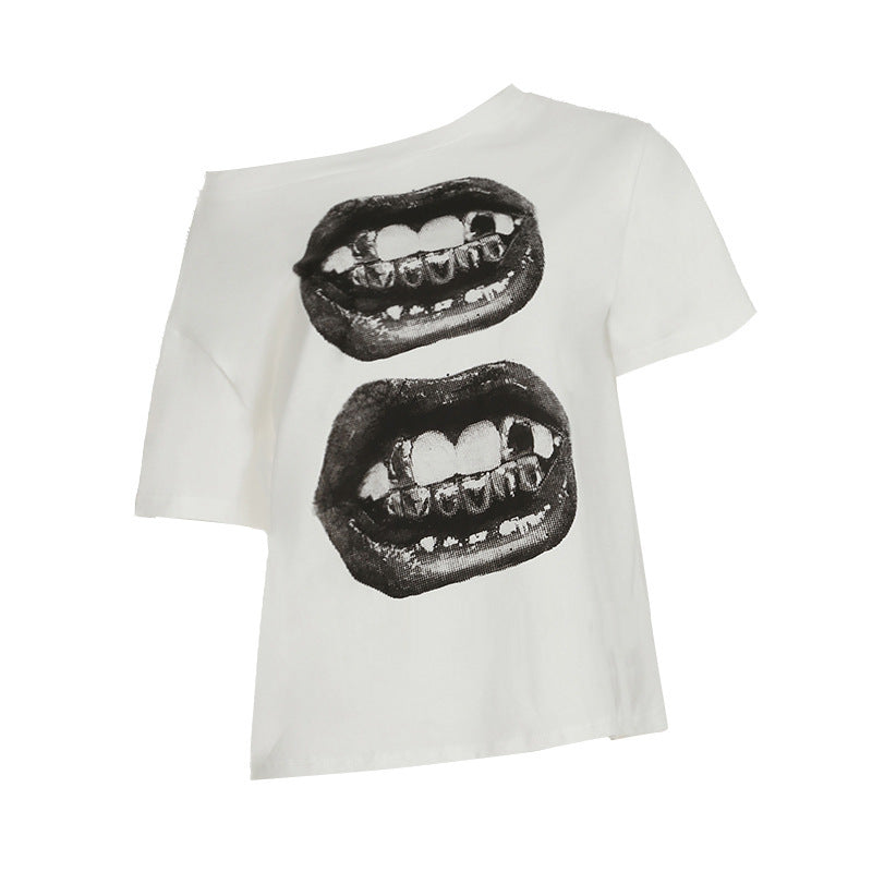 Damen Kreatives Oversized T-Shirt mit grafischem Druck Echo Archiv