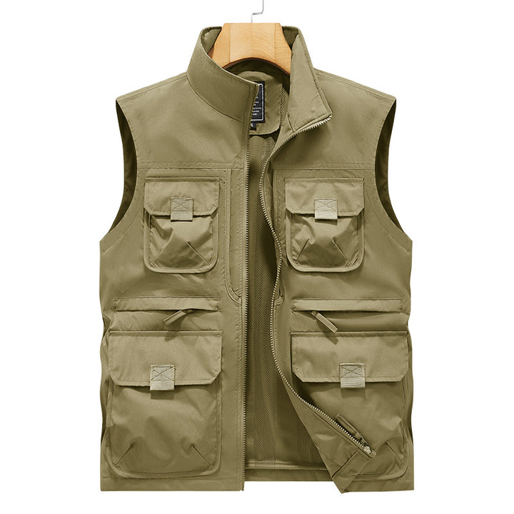 Herren Outdoor-Multitaschenweste mit Schnellzugriffstaschen und Stehkragen – Marzano