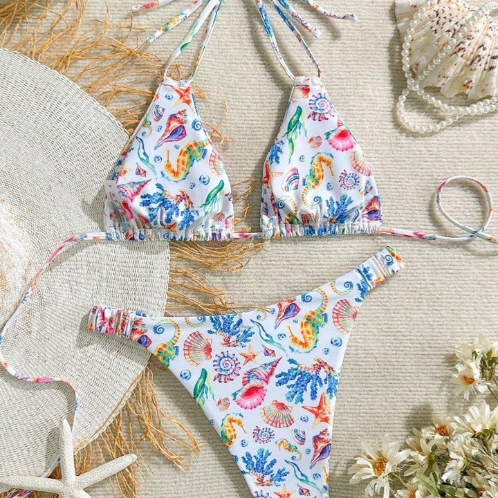 Damen Bikini-Set mit buntem Unterwasser-Motiv und verstellbaren Trägern Echo Archiv