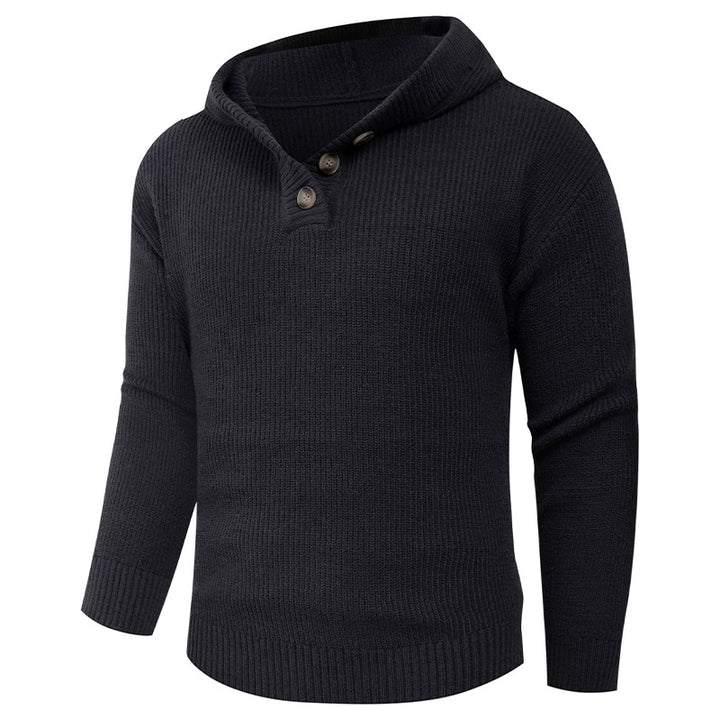 Herren Strickpullover mit hochabschließendem Kragen und Knopfdetails Echoarchiv