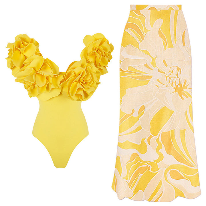Damen Einteiler Schwimmanzug mit voluminösen Rüschen Echo Archiv