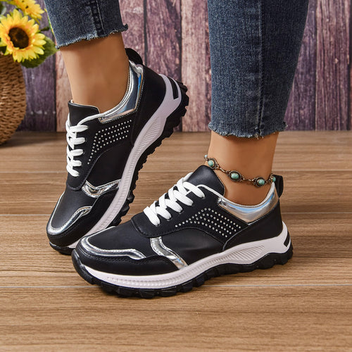 Damen modischer City-Chunky-Sneaker mit Metallic-Akzenten, Ziernieten und dämpfender Leichtsohle Echo Archiv