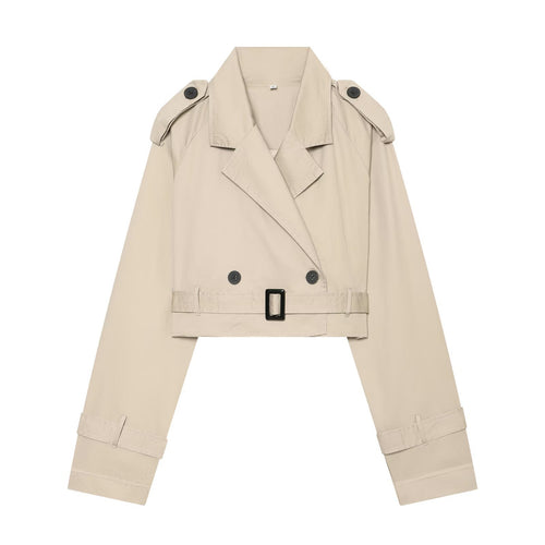 Damen Cropped‑Trenchjacke im Boxy‑Cropped‑Schnitt mit Schulterklappen und Taillengürtel Echoarchiv