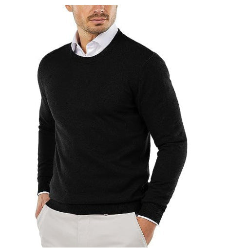 Herren eleganter Rundhals-Pullover aus feiner Baumwolle Echoarchiv