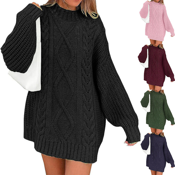 Damen Oversize Strickkleid mit Zopf- und Rippstruktur Echo Archiv