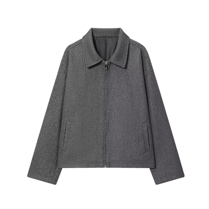 Damen Oversize Wollmix-Boxyjacke mit durchgehendem Reißverschluss und Eingrifftaschen Echo Archiv