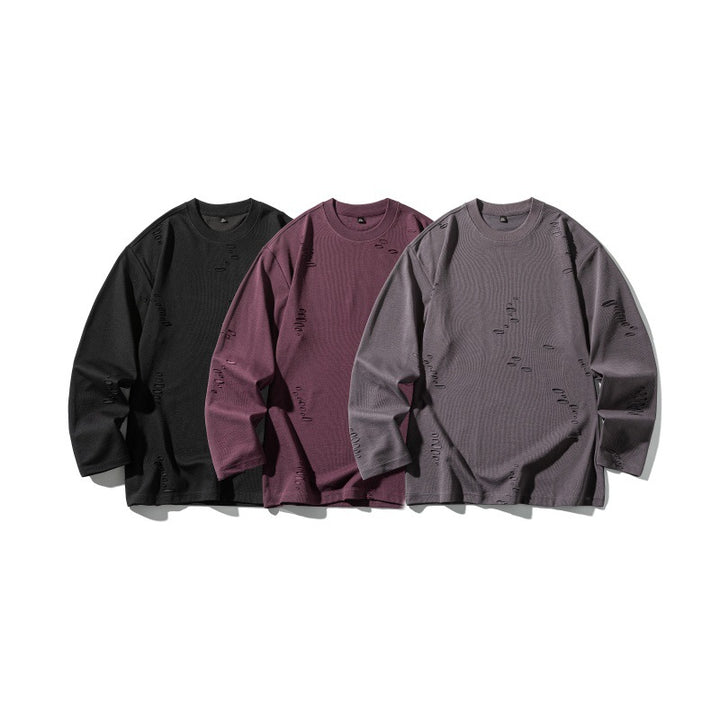 Unisex Oversize-Sweatshirt aus schwerer Baumwollmischung mit Distressed‑Effekt und feiner Waffelstruktur Echoarchiv