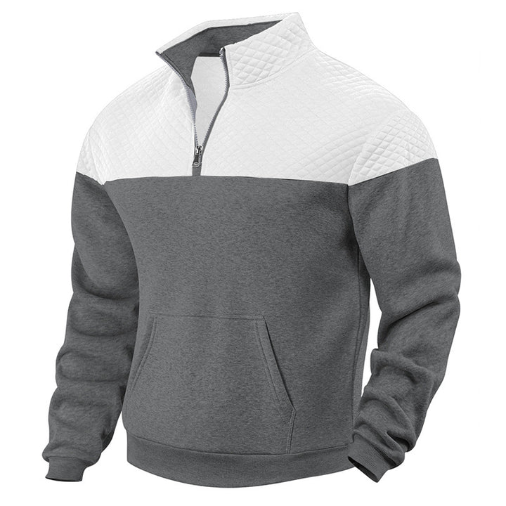 Herren lässiger Sweatpullover mit halbem Reißverschluss und gepolstertem Oberteil Echoarchiv