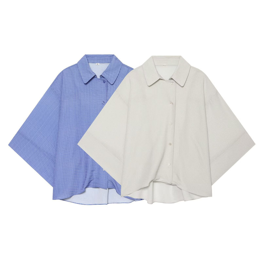 Damen Oversize-Bluse mit kastigem Schnitt und kurzen Fledermausärmeln Echo Archiv