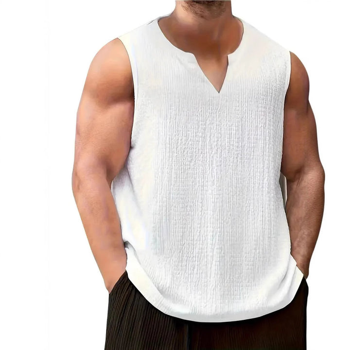 Herren Ärmelloses V-Ausschnitt Shirt aus atmungsaktiven Materialien Echoarchiv