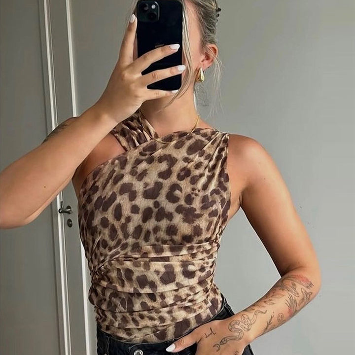 Damen Figurbetontes Bodysuit mit raffinierten Raffungselementen und Animal-Print Echo Archiv