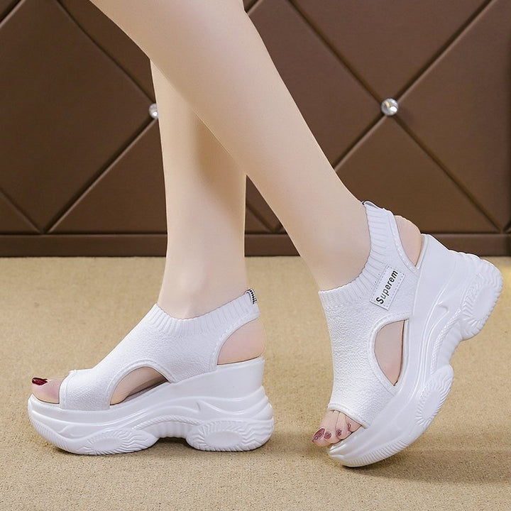 Damen nan Plateau-Sandalen mit elastischem Strickschaft und sportlicher Profilsohle Echo Archiv
