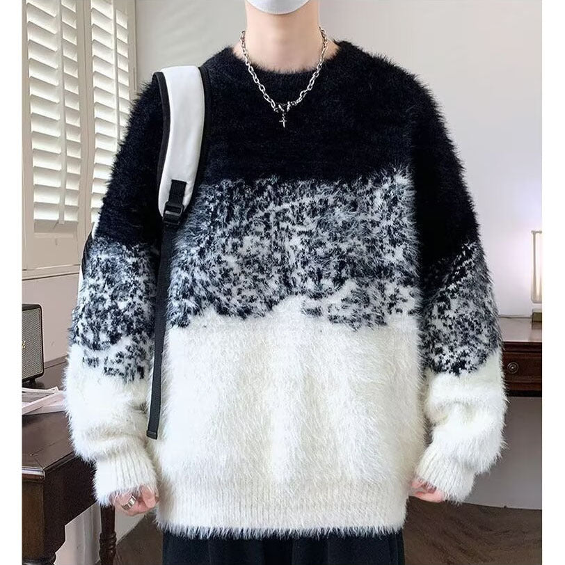 Damen Gemütlicher Rundhals Pullover aus Flauschigem Material Echoarchiv