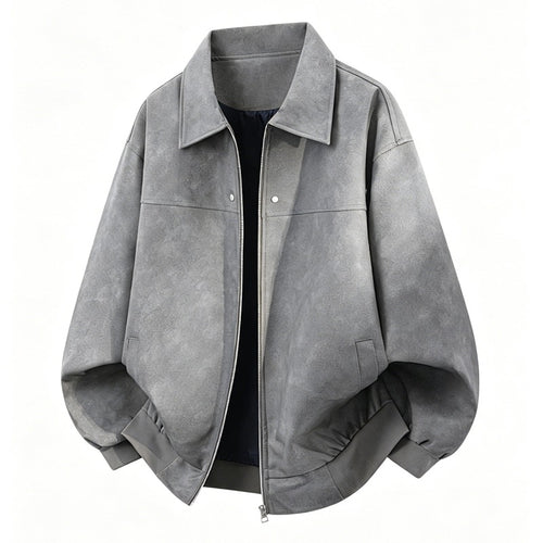 Herren Oversize Blousonjacke in Velours-Optik mit kastiger Silhouette, beidseitig öffnendem Reißverschluss & geripptem Saum Echoarchiv