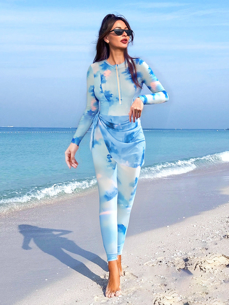 Damen Langarm-Schwimmanzug mit trendigem Wickeldesign Echo Archiv