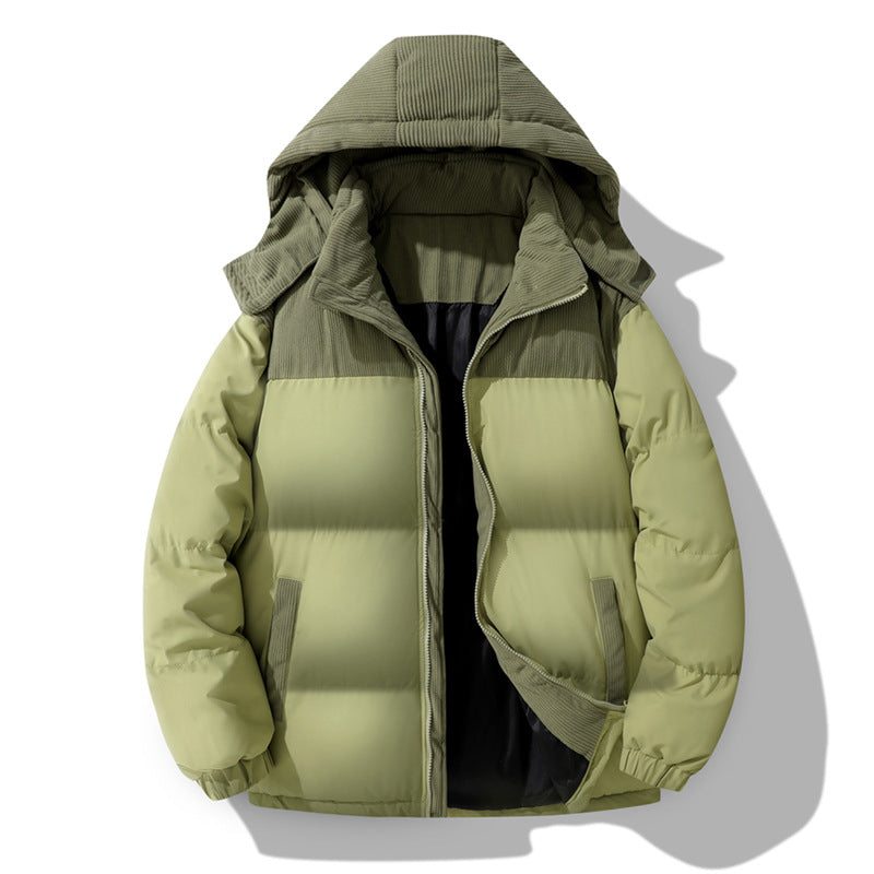 Damen Stepp-Winterjacke mit Cord-Schulterdetail, Kapuze und Zwei-Wege-Reißverschluss Echoarchiv