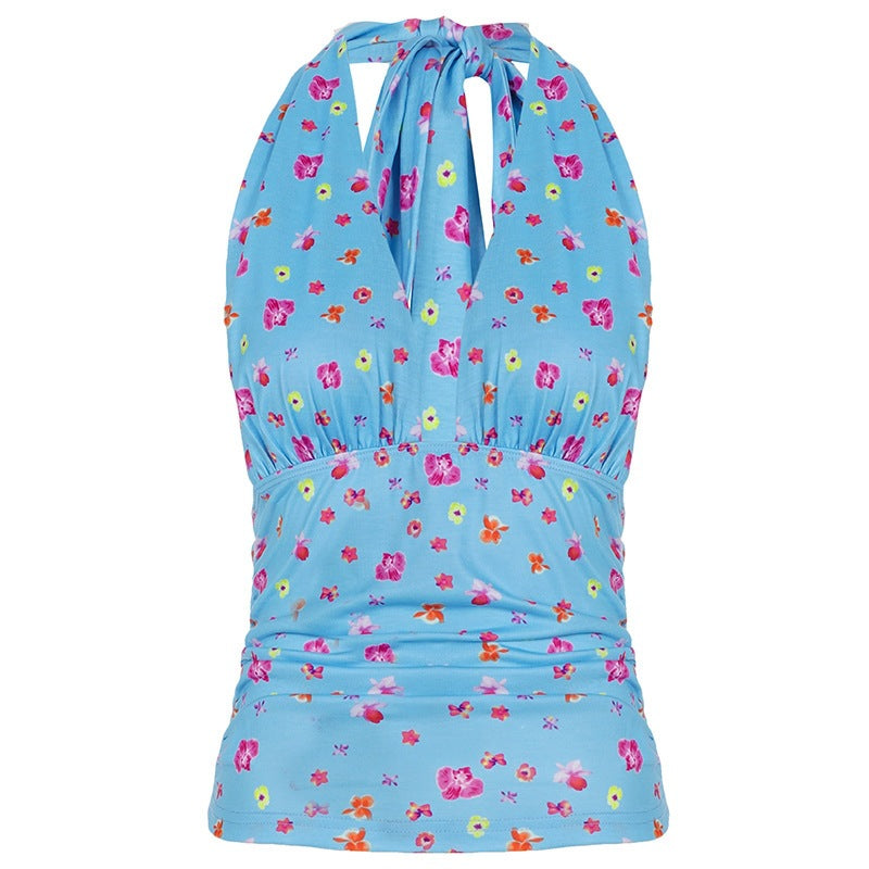 Damen Sommerliches Oberteil mit floralem Design und seitlichen Bindebändern Echo Archiv
