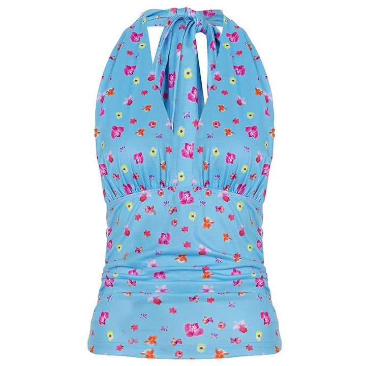 Damen Sommerliches Oberteil mit floralem Design und seitlichen Bindebändern Echo Archiv