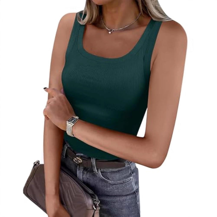 Damen Bauchfreies Tanktop mit Rippstrickstruktur und breiten Trägern Echo Archiv