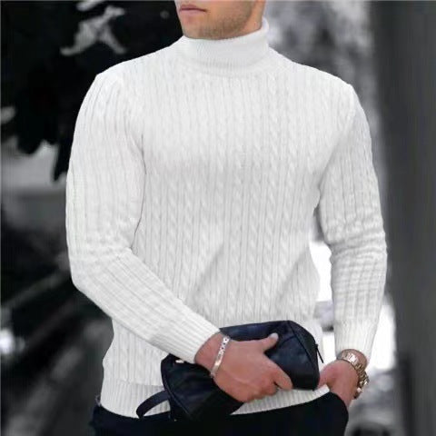 Herren Strickpullover mit modernem Rippmuster und hohem Kragen Echoarchiv