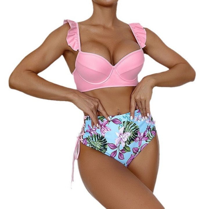 Damen Hochtailliertes Bikini-Set mit elegantem Rüschendesign Echo Archiv