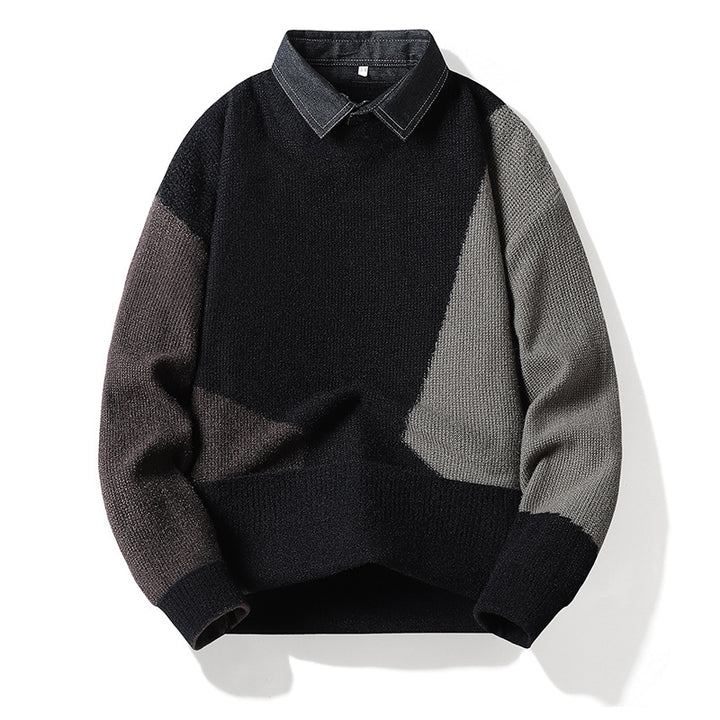 Herren Modischer Strickpullover mit Hemdkragen Echo Archiv