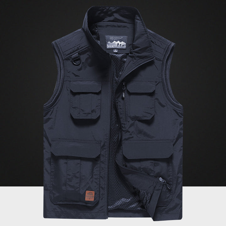 Herren Multifunktionale Outdoor-Utility‑Weste mit Mesh‑Innenfutter und Mehrfachtaschen Echoarchiv