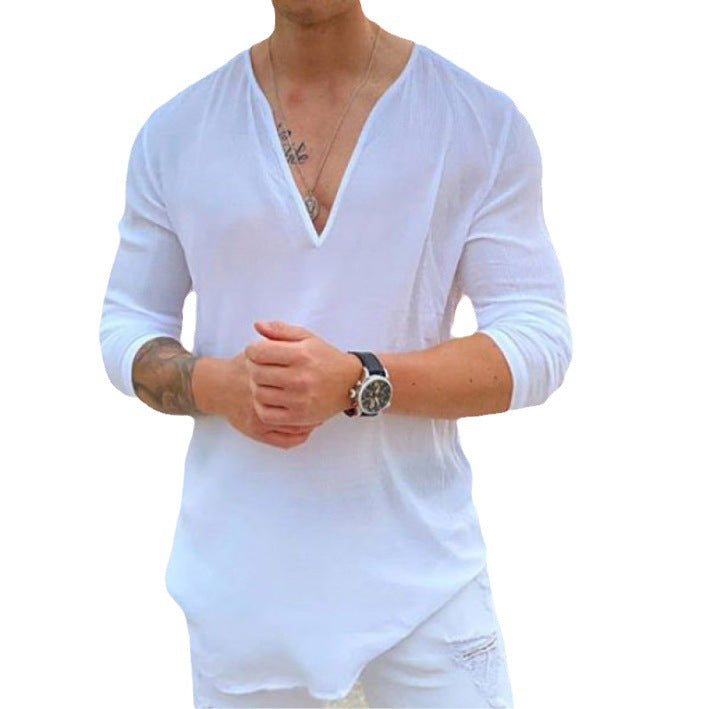 Herren lässiges V-Ausschnitt Langarmshirt Echoarchiv