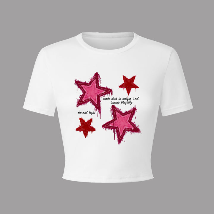Damen Crop-T-Shirt mit kreativem Herzmotiv und motivierendem Schriftzug Echo Archiv