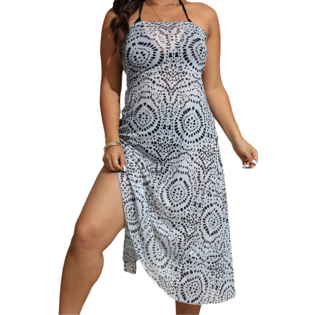 Damen Elegantes Sommerkleid mit zeitgenössischem Mustermix – Élara