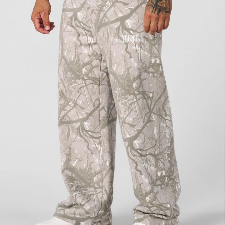 Herren weite Camouflage-Jogginghose mit elastischem Komfortbund und Oberschenkel-Logo – Sorevano