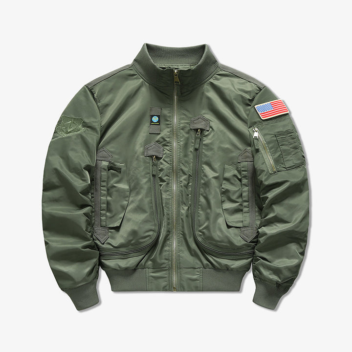 Herren Modische Bomberjacke mit Mehreren Taschen Echo Archiv
