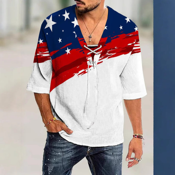 Herren grafisches Shirt mit modernem Schnürdesign Echoarchiv
