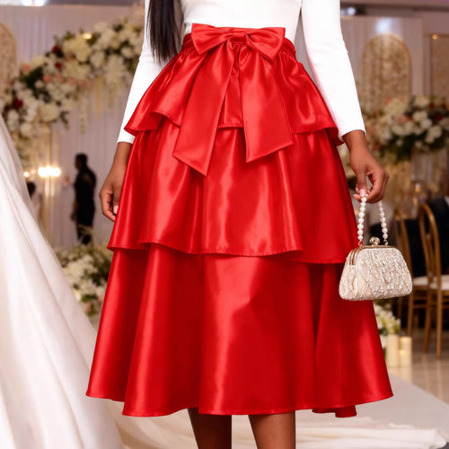 Damen Eleganter voluminöser Rock mit Rüschendetails und Taillengürtel Echo Archiv