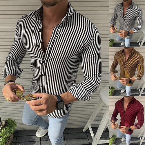 Herren Elegantes Langarmhemd mit Streifenmuster Echoarchiv