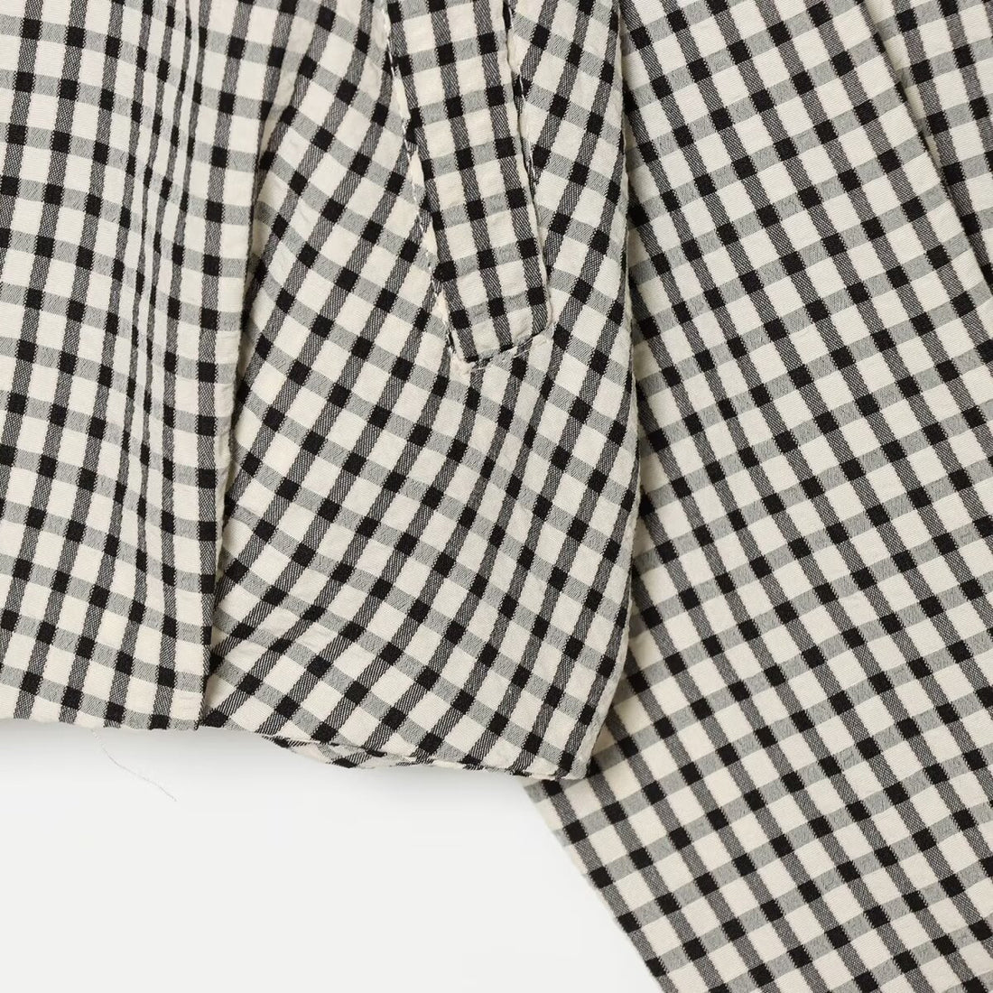 Damen Cropped Boxy-Jacke im Vichy-Karo mit Funnelkragen und verdeckter Knopfleiste Echoarchiv