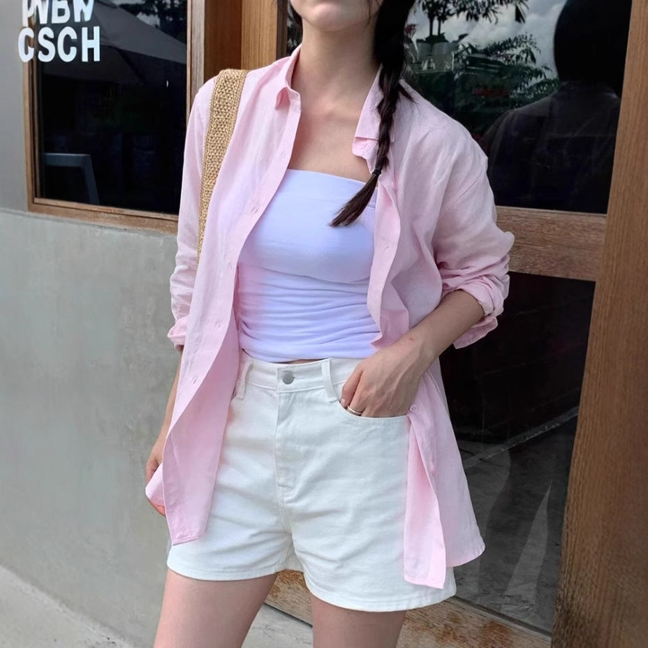 Damen Lässige Oversize-Hemdbluse mit kastiger Silhouette und krempelbaren Ärmeln – Maréline