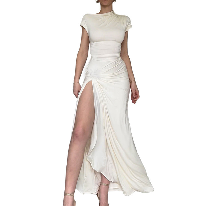 Damen Elegantes Langarm-Maxikleid mit hohem Schlitz Echo Archiv