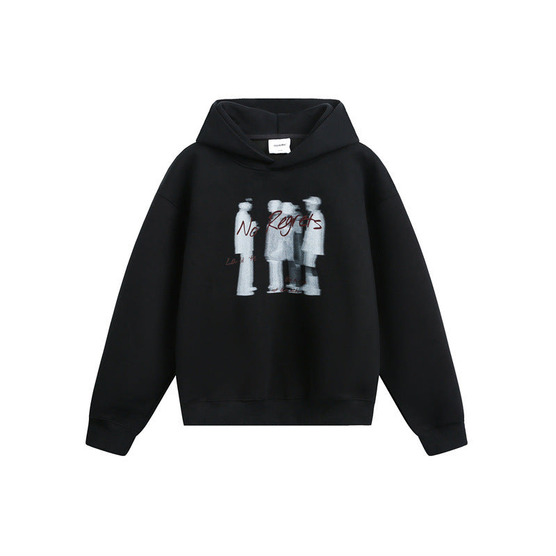 Unisex Kapuzenpullover im Oversize-Schnitt mit verschwommenem Figur-Grafikprint Echoarchiv