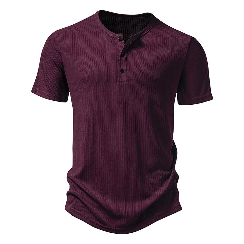 Herren Kurzarm-Henley-Shirt mit strukturiertem Design Echoarchiv
