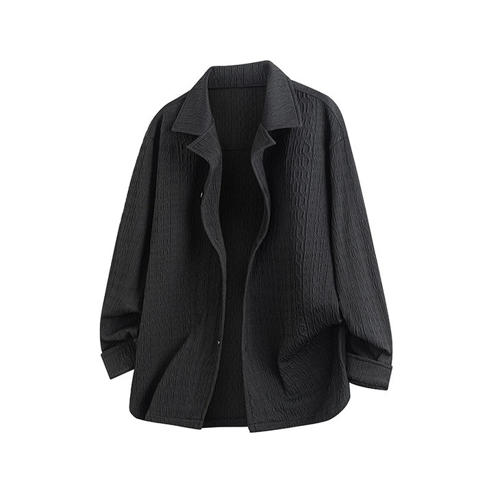 Damen Leicht strukturierte Oversize-Hemdjacke mit Reverskragen & Druckknopffront Echoarchiv