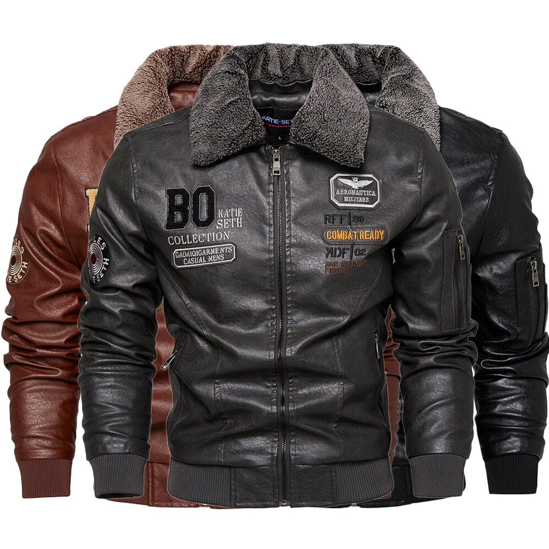 Herren Kunstlederjacke mit gefüttertem Kragen Echo Archiv