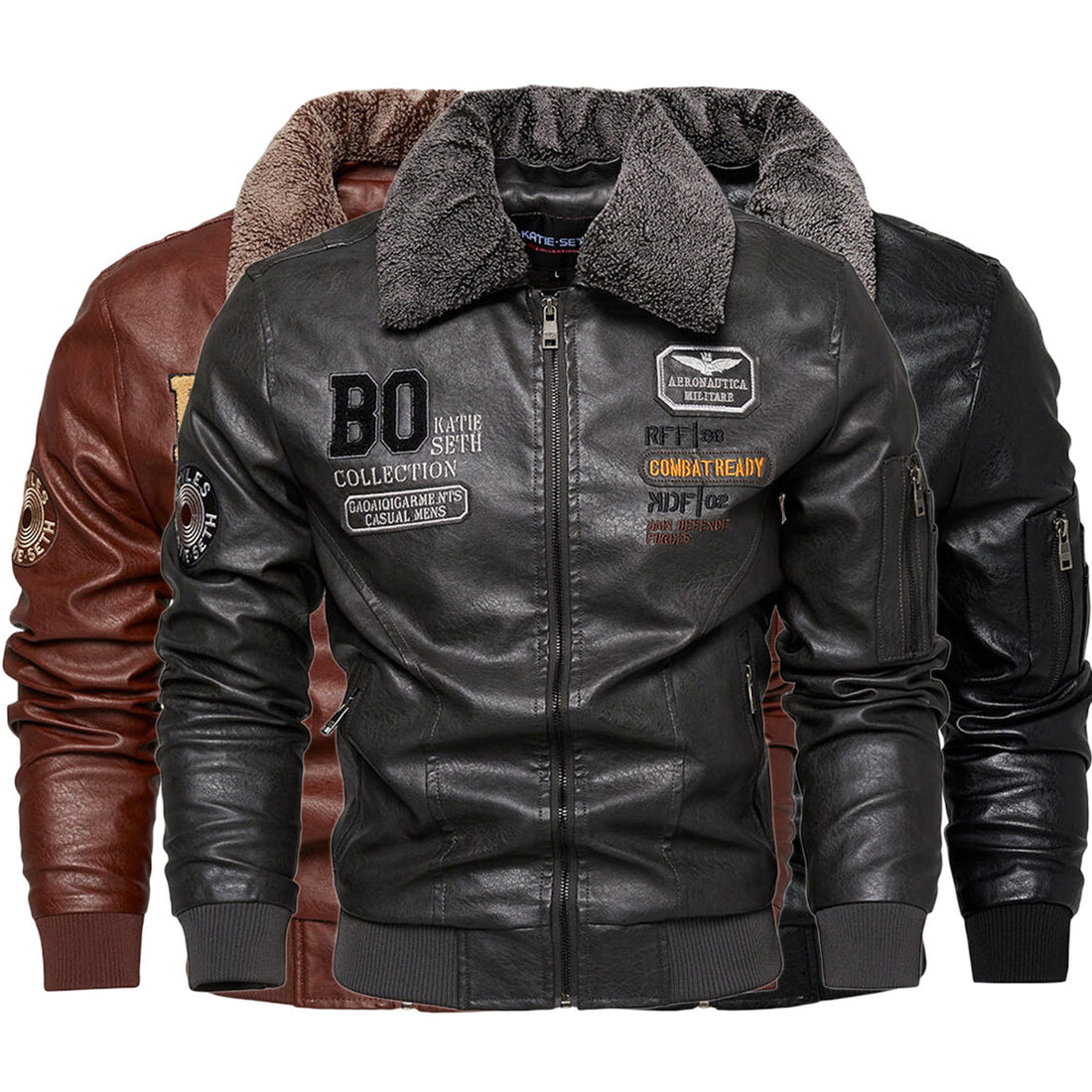 Herren Kunstlederjacke mit gefüttertem Kragen Echo Archiv