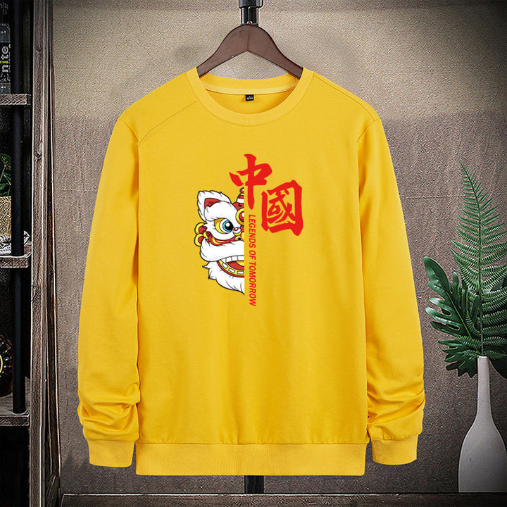 Herren Sweatshirt mit traditionellem Löwentanz‑Motiv und Rundhalsausschnitt Echo Archiv