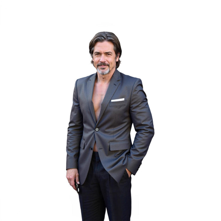 Herren nan taillierter Business-Blazer aus Stretchgewebe mit Brusttasche und schlanker Silhouette Echo Archiv