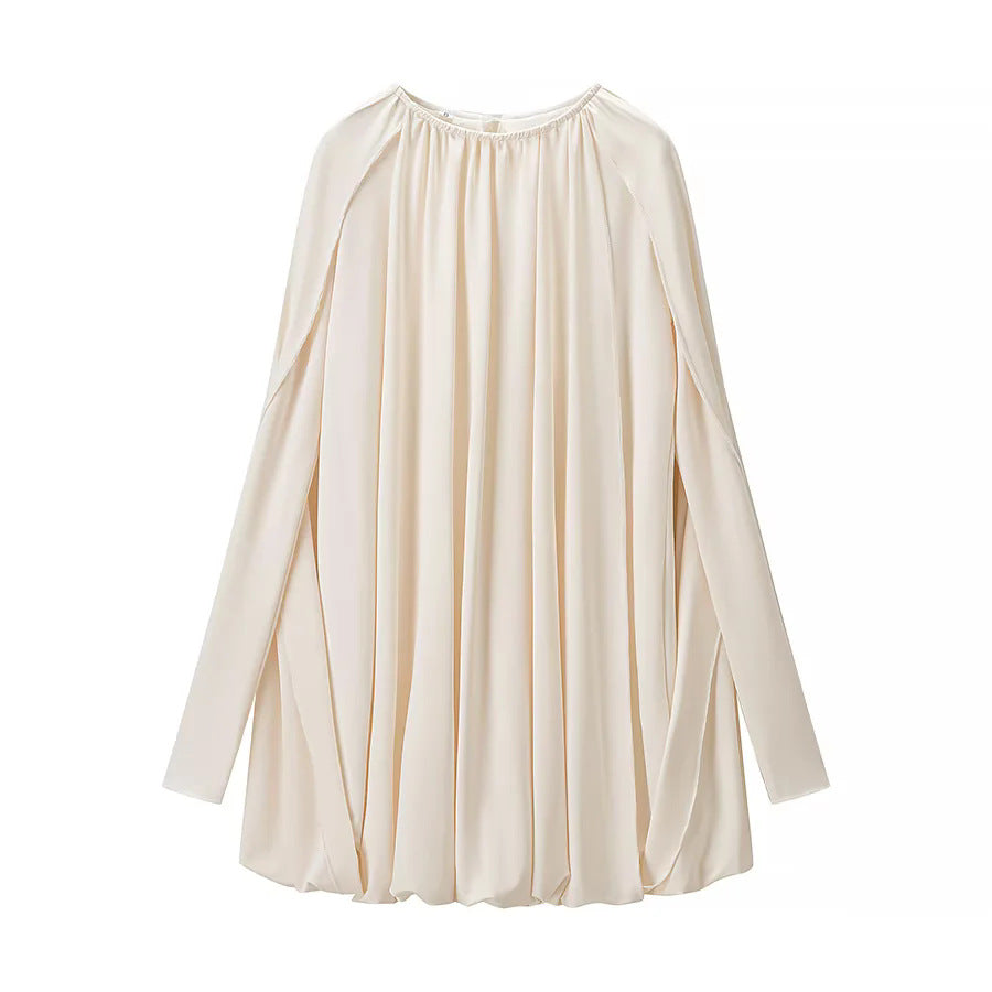 Damen nan plissiertes Cape-Top mit weitem Fall, langen Ärmelschlitzen und elastischem Rundhalsausschnitt Echo Archiv
